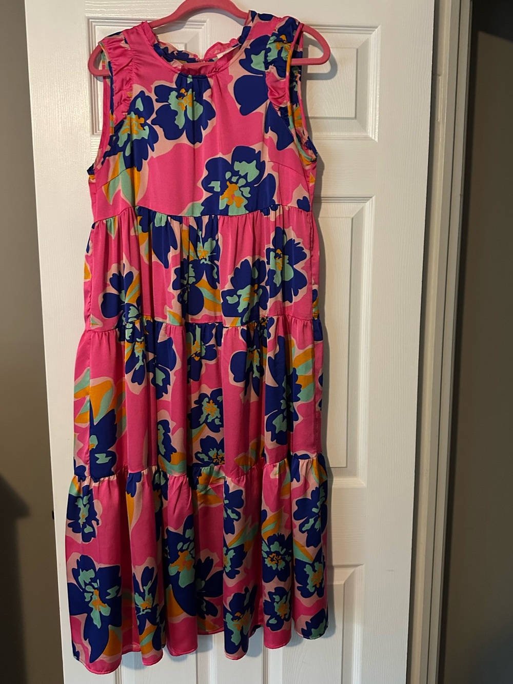Umgee Pink Floral Tiered Casual Dress for Girls